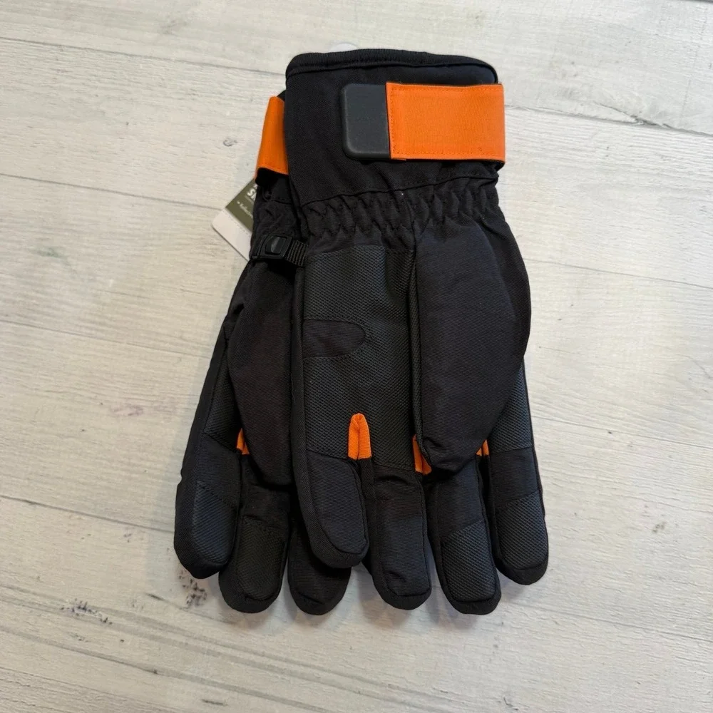 Ozark Trail boys winter‎ hybrid ski gloves black and orange L/XL NEW